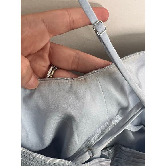 CAMI NYC Marceline Silk Blend Metallic Chiffon Crossback Maxi Dress Light Blue 6 - Picture 11 of 12